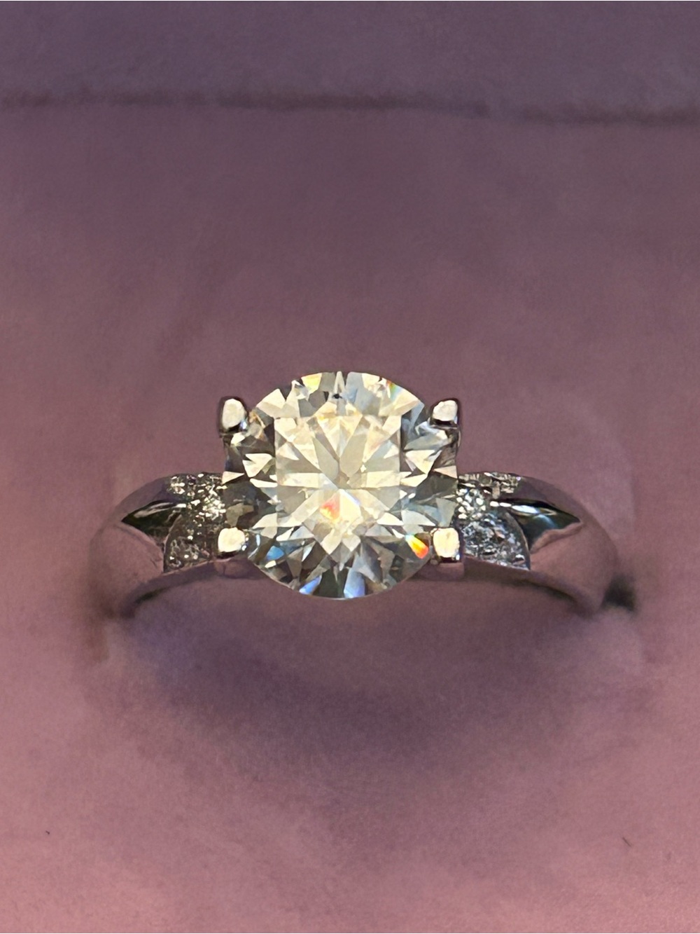 Round-Cut 1.50CTW Moissanite Gemstone 💎 925 SSilver Engagement Ring Size 6 NWT